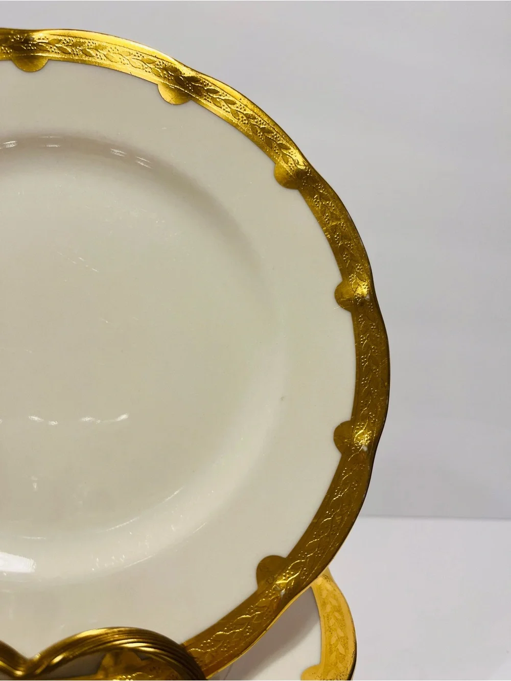 Antique Theodore Haviland New York Made in America Gold Encrusted 6 Salad Plates